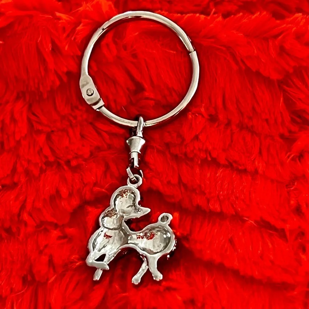 Navy Blue and Silver Poodle Rhinestone Bag Charm / Keychain - NWOT